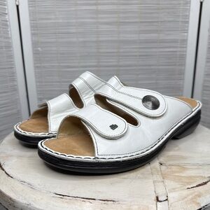 Finn Comfort Sandals Sansibar White Leather Velcro Cork Footbed Size 9.5 EU 40